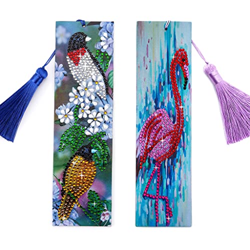 2 Pcs Flamingo & Bird Diamond Painting Bookmarks With Tassels Art 5D Diy Gem Dotz Rhinestone Flower Bookmark Kits For Graduation Anniversary Birthday Christmas Kids Adults Beginners #TOP7