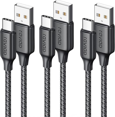 RAVIAD Cable USB A USB C [3Pack 2M] Cable USB C Carga Rapida 3.1A QC3.0 Cable USB Tipo C Cargador Nylon Trenzado con iPhone 16 15 Pro Max, Galaxy S24/S23, Huawei P40/P30, Xiaomi, iPad, Pixel 9