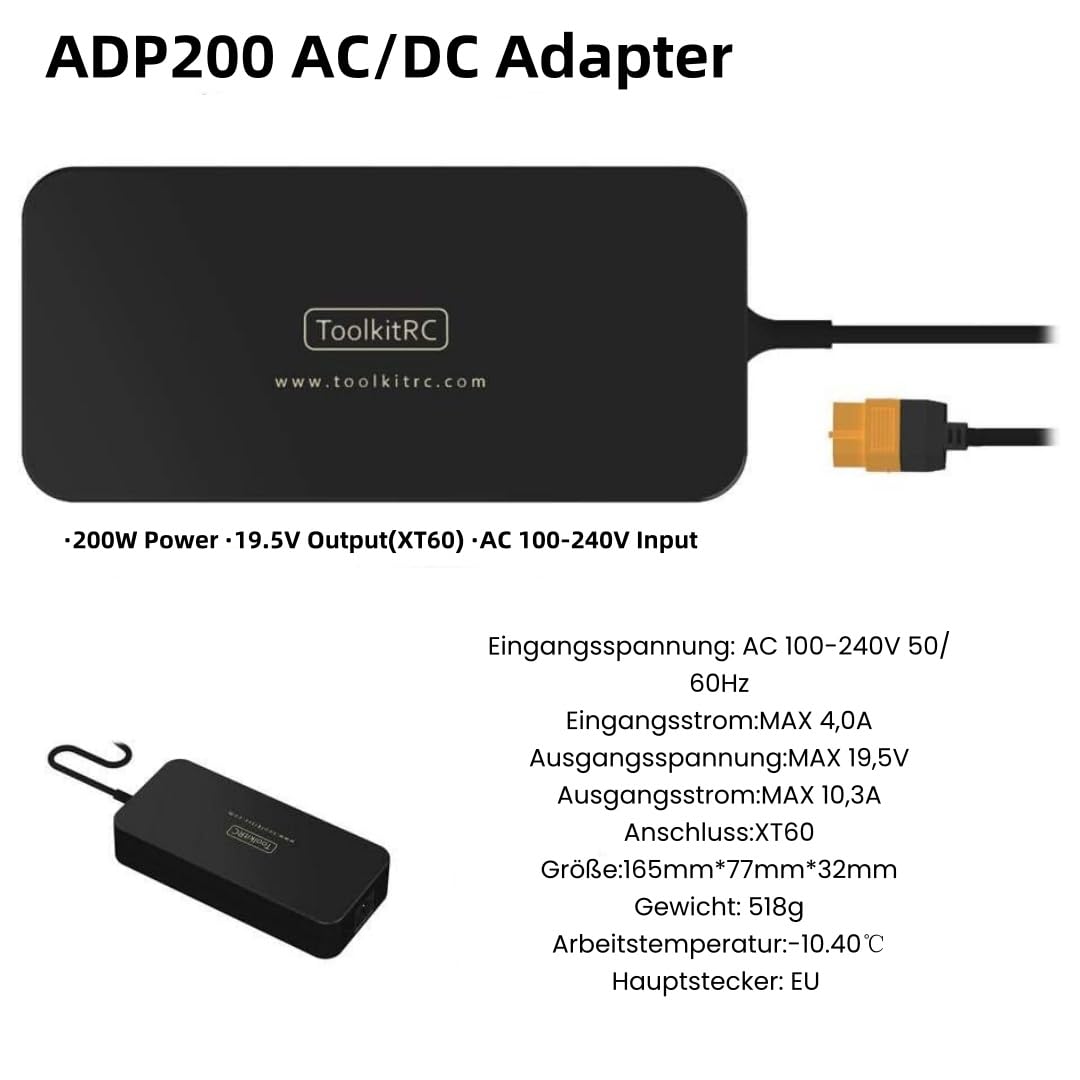 ToolkitRC Bloc d'alimentation AC 180 W Puissance de sortie XT60 Fiche 19,5 V 9,23 A pour chargeur de batterie RC LiPo Chargeur d'équilibre comme iSDT DC Chargeur prise UE