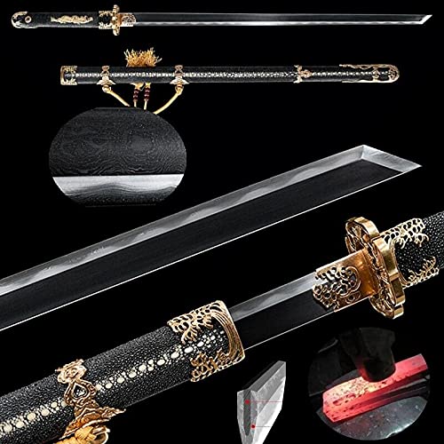 Dragon Tang Knife Sword T10 Steel Kobuse Jihada Forged Blade Clay Tempered