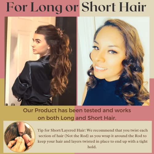 Heatless Hair Curler By Roxy Beauty, Soft Cotton Filled, Satin No Heat Curling Rod Headband, 6 Piece Set, For Long Or Short Hair, Tiktok Heatless Curls, Rose Gold Color, Heatless Curling Rod Headband Set #TOP4