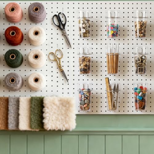Image of Pegboard Cups With Loops, 9 Pack Clear Peg Board Pencil Holder Organizer
