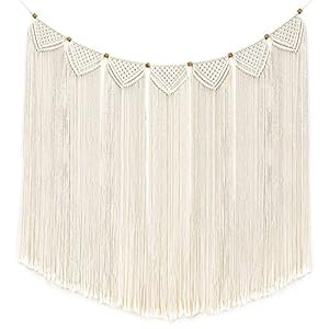 Mkouo Macrame Muur Opknoping Tapestry Fringe Garland Banner Katoen Geweven Muur Decor voor Woonkamer Slaapkamer Bruiloft…