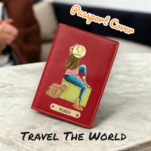 Image of Personalized Passport Cover with Custom Name for Men & Women | Customized Sticker Passport Holder | Anniversary, Birthday, Husband Wife, Boyfriend & Honeymoon Couple Gift