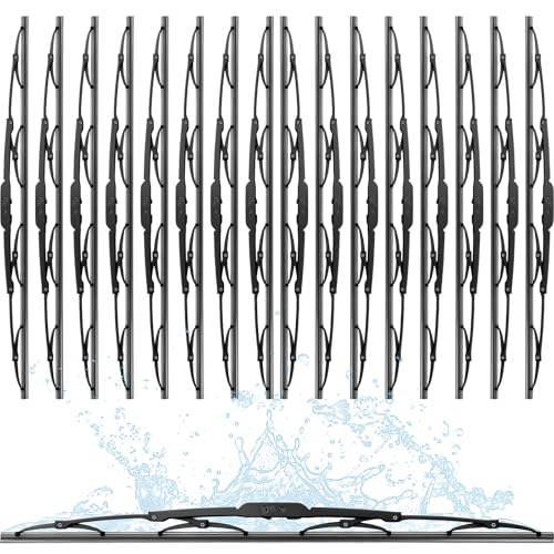 BBTO 16 Pack Wiper Blades 22 Inch Silicone Windshield Wipers All Seasons Durable Automotive Replacement Wiper Blades for Cars Front Windshield Universal U/J Hook Passenger and Driver