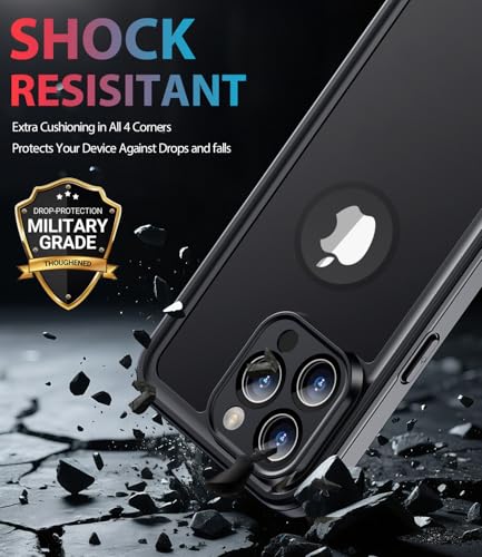 Coque iPhone 15 Pro Max antichoc avec protège écran IP68 noir