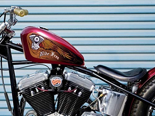- V Twin Wings - Ride Free ( Leather Brown ) 3Pc Fuel Tank Decal Set For Harley Davidson Sportster 883 1200 Iron 48 #TOP2