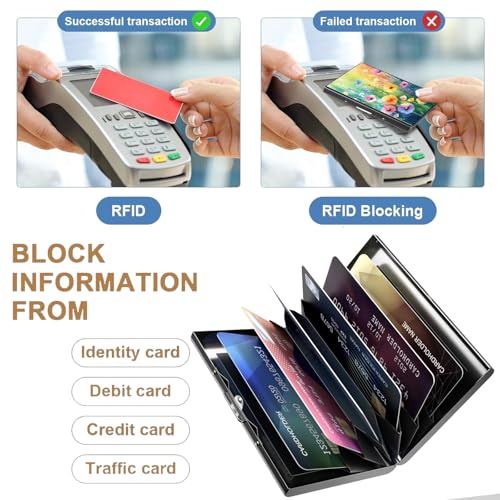 Metal Credit Card Holder Wallet, 6 Card Slots RFID Blocking Stainless Steel Wallet, Slim Metal Credit Card Wallet with Reliable Press Button Metal Wallet for Women Men, Colorful Flower4