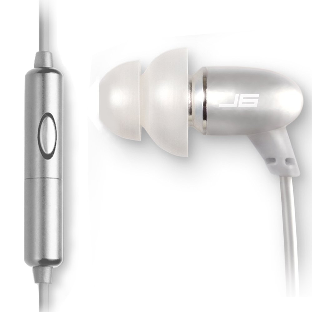 JLab Audio J6M High Fidelity Metal Ergonomic Earbuds Style Headphones w/Mic, Guaranteed for Life - Titanium Silver