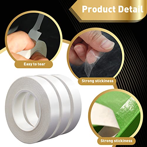 Xehahosh 3 Rolls Thin Double-Sided Tape For Crafts, Arts, Scrapbooking,Photography, Paper Backing, Tear-By-Hand,0.4-In By 43-Ft #TOP3