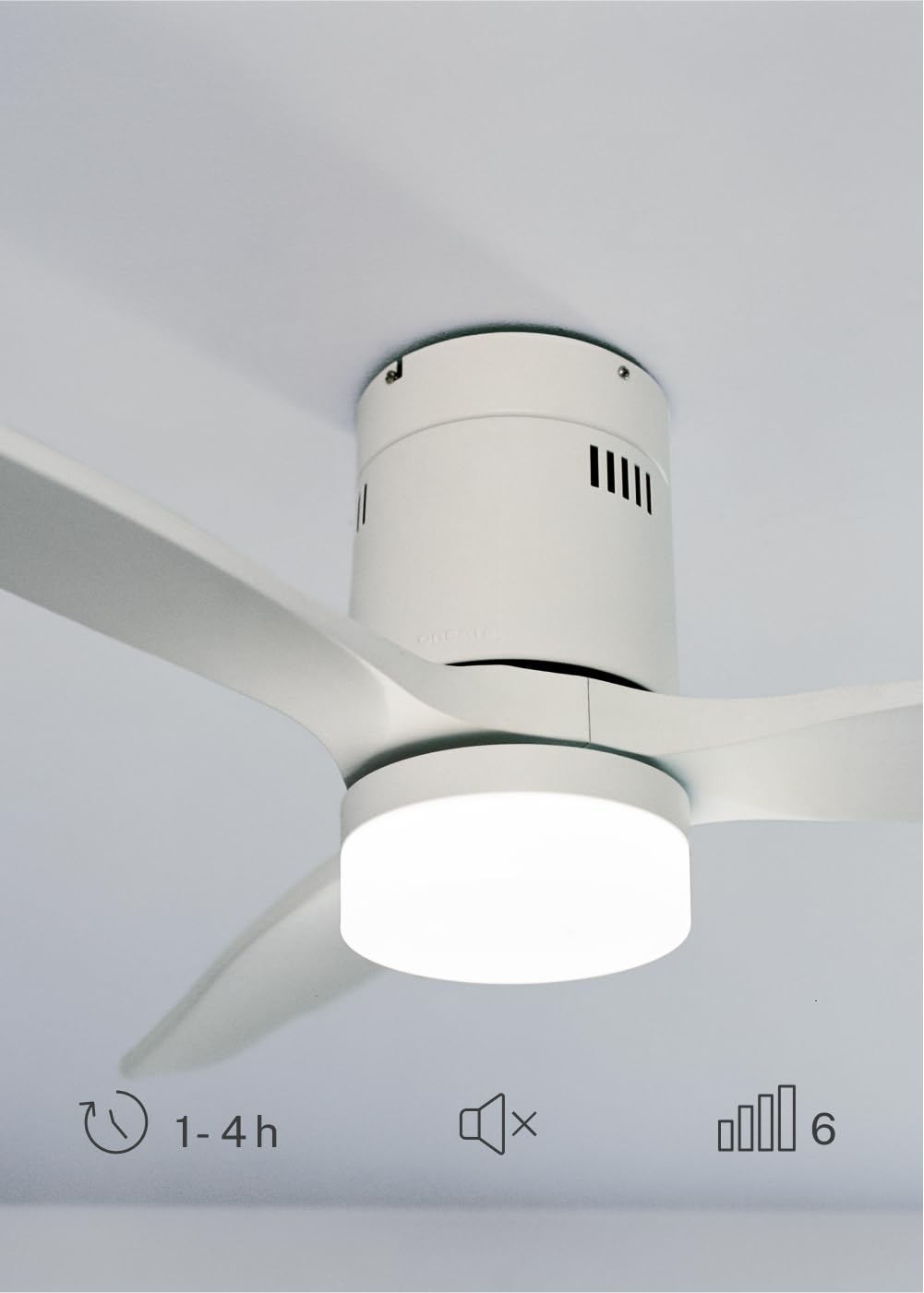 CREATE / WINDCALM DC/Ventilatore da soffitto con WIFI con luce, con motore DC bianco/Silenzioso, timer