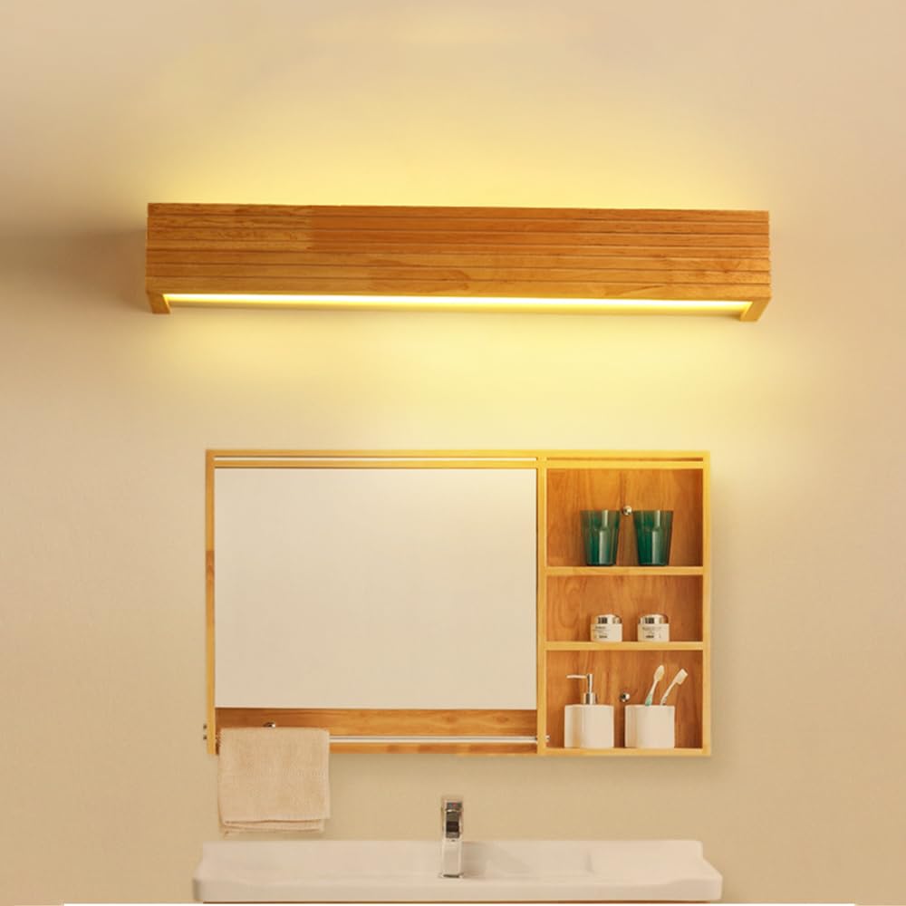 Moderne Holz-LED-Wandleuchte, japanische Schminktisch-Wandhalterung, Acryl-Schirm, Holz-Wandleuchte, Spiegel-Frontleuchten für Wohnzimmer, Schlafzimmer, Gästetoilette, Wand-Nachttischlampe