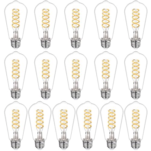 16 Pack ST19(ST58) Vintage LED Edison Light Bulbs, Neutral White 4000K, Dimmable 600LM, CRI 80+, 6W Equivalent to 60W, E26 Base Clear Plastic, Antique Decorative LED Filament Bulbs for Home