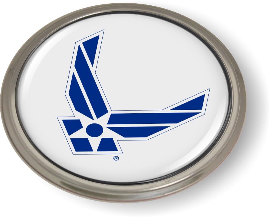 Image of U.S. AIR Force Symbol CAR Emblem Badge Sticker Aluminum Bezel | Official USAF and USSF Licensed Product, 3D Domed, Semi-Flexible, made by BestLicensePlateFrames