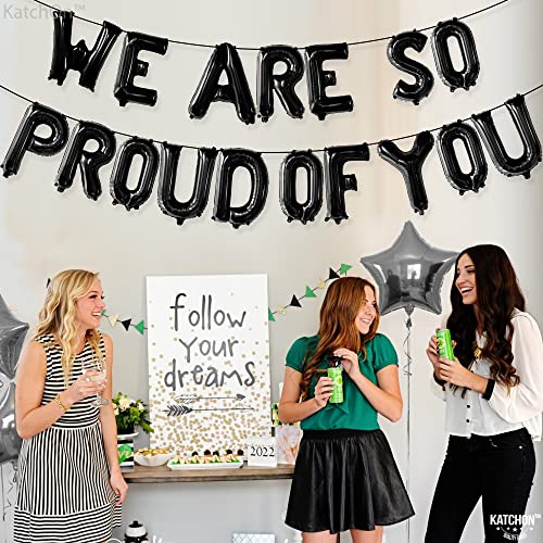 Image of KatchOn, Black We Are So Proud of You Balloons - 16 Inch | Proud Of You Balloon Banner for Graduation Decorations 2026, Graduation Balloons, 2026 Graduation Decorations