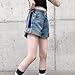 Girls Jeans Shorts Fashion Patchwork Roll up Hem Denim Shorts Casual Streetwear Elastic Waist (Light Blue, 8-9 Years)