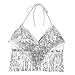 Women Sexy Halter Backless Tank Top Festival Club Sequin Tassel Tie Crop Top (One Size, Silver)