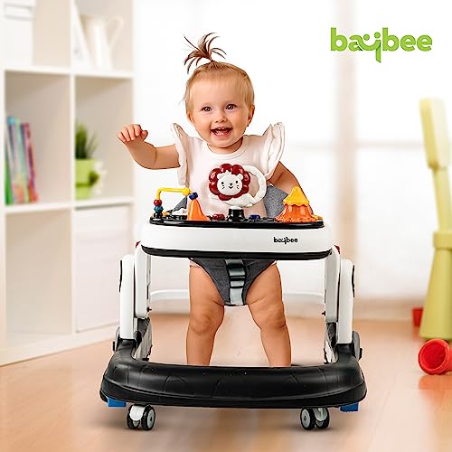 Image of Baybee Astro 2 in 1 Baby Walker, Round Kids Walker for Baby, Walker with 3 Adjustable Height & Musical Toy Bar | Baby Push Walker, Activity Walker for Kids, Walker Baby 6-18 months Boys Girls (Black)