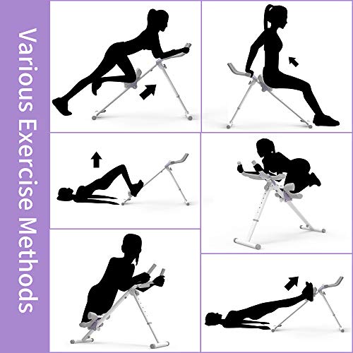 Leikefitness Height Adjustable Ab Trainer Abdominal Whole Body Workout Machine Waist Cruncher Core Toner Leg Thighs Buttocks Shaper With Lcd Monitor Ab9380 (White) #TOP6