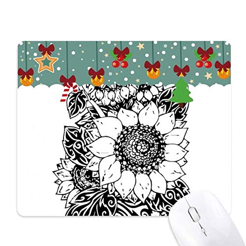Mouse pad de girasol blanco y negro: alfombrilla antideslizante para escritorio