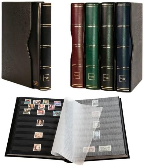 Prophila stockbook Stamp Album (New) 64 Black Sides with slipcase, Padded Black Cover