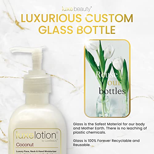 Luxe Beauty Non-Greasy Hyaluronic Acid Moisturizer For Face, Neck, And Hands – Coconut-Scented Lotion, Silicone-Free, No Fillers - With Organic & Plant-Based Ingredients - Anti-Aging Facial Cream #TOP6
