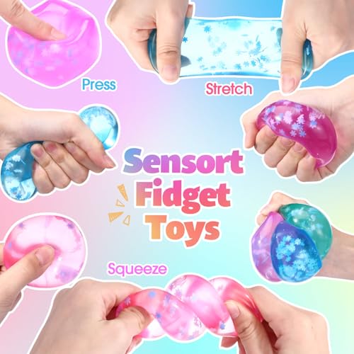 Image of Gemscream Stress Cube Bulk Slow Rising Ice Cube Stress Ball Sensory Squeeze Cubes Halloween Goodie Bag Stuffing for Adult Birthday Gift Anxiety Relief Party Favors(48 Pcs,Pink, Blue, Purple, Green)