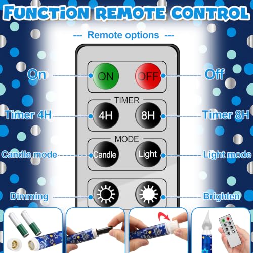 Image of Aurelema 6 Pcs Hanukkah Lights LED Taper Candle Remote Control Decor Gift
