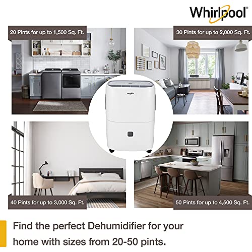 image for Whirlpool 30 Pint Portable Dehumidifier with 24-Hour Timer, Auto Shut-