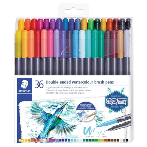 STAEDTLER double ended watercolor brush markers, marsgraphic duo, for illustrations, detail work, manga and expressive lettering, 36 colors 3000TB36LU