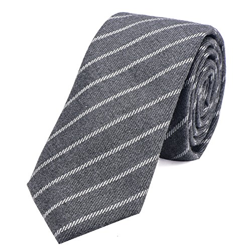 DonDon Corbata de rayas de algodón para hombres de 6 cm - gris rayado