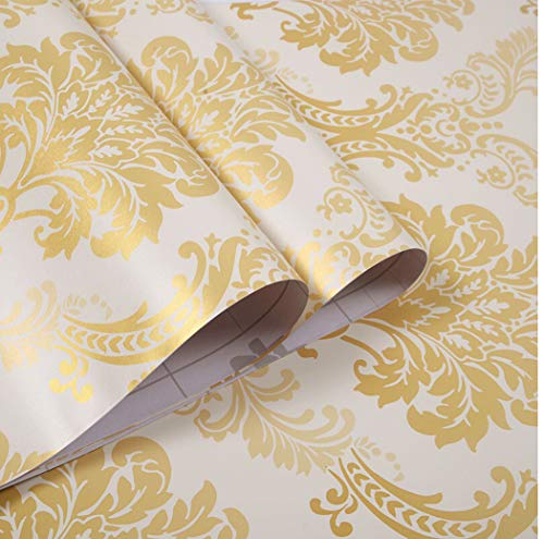 Gold Damask Contact Paper Self Adhesive Shelf Drawer Liner Peel and Stick Damask Wallpaper Roll Shelf Liner Cabinets Door Drawer Sticker 177 x 787 Gold