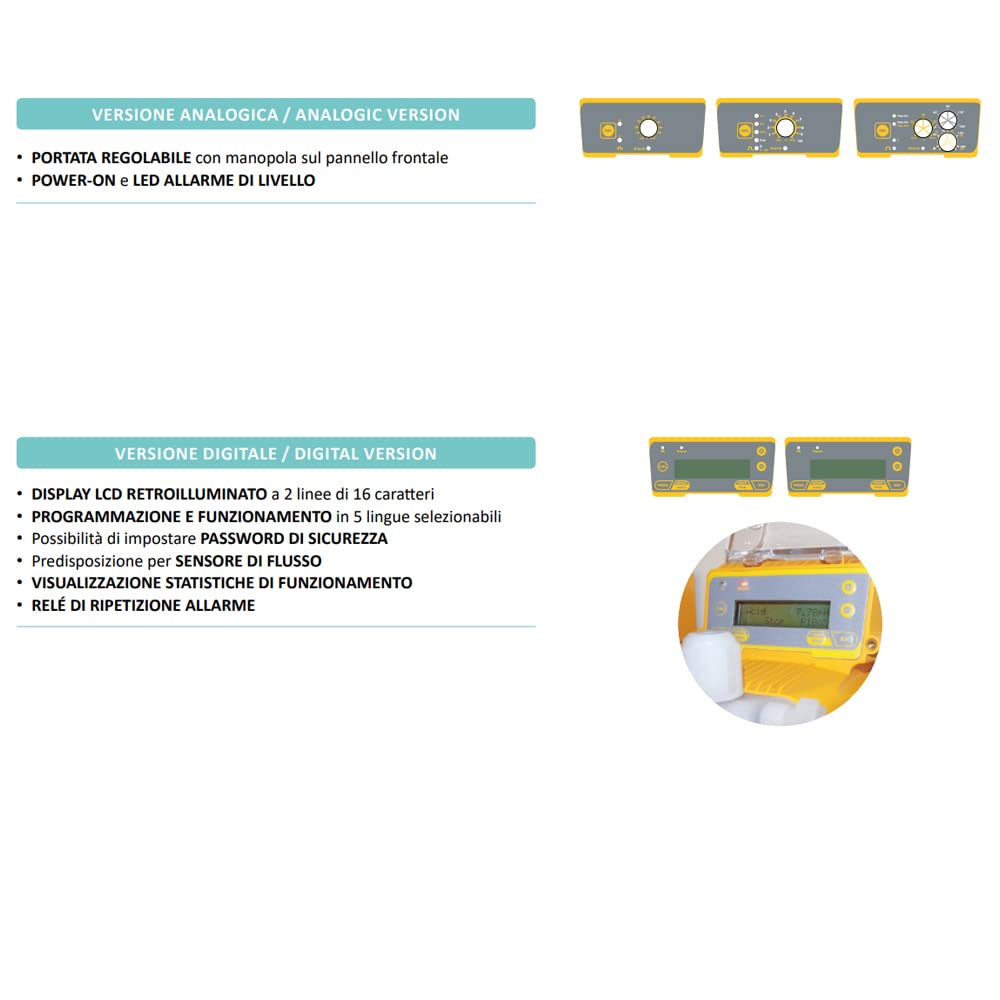 AcquaHOME® POMPA DOSATRICE ELETTROMAGNETICA ATENA PORTATA PROPOZIONALE 5 L/H - 8 BAR - ANALOGICA/DIGITALE - INJECTA (AT-MT2, digitale a portata proporzionale)