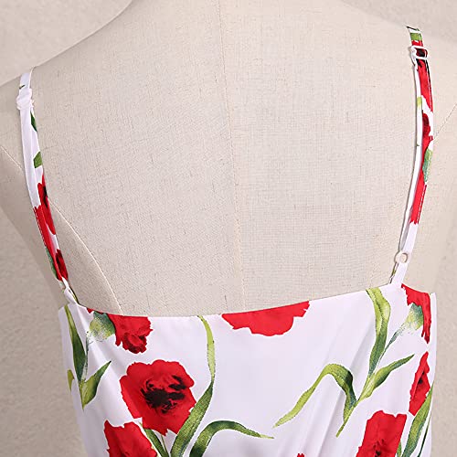PopReal Mommy and Me Dresses Vintage Butterfly Floral Printed Spaghetti Straps V-Neck Beach Cami Dress4