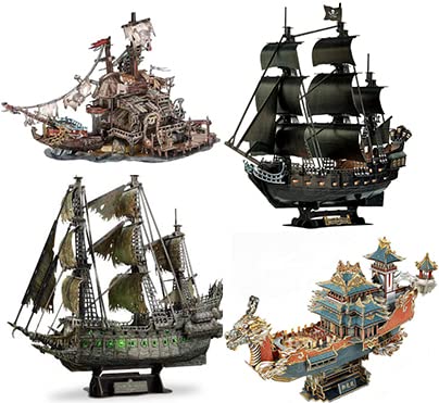 3D Puzzles for Adults, Pirate Ship Arts Crafts Model Kits,Brain Teaser Puzzles for Adults, Sailboat Building Kits, Queen Anne's Revenge Cool Desk Decor. (L522h The Queen Anne 1.63)