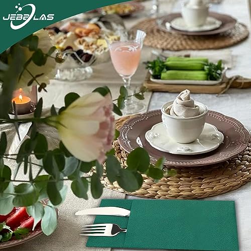 Servilletas de cena con bolsillo integrado JEBBLAS de tacto lino desechables 6
