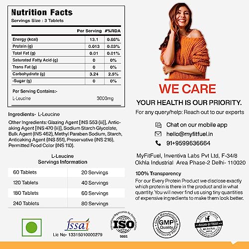 Image of MyFitFuel L-Leucine (3000mg) Amino Acid, 120 Tablets