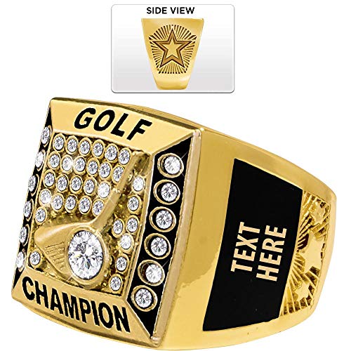 Crown Awards Golf Premiere Engravable Ring, Gold Golf Ring with Custom Engraving, Choose Your Size Prime2