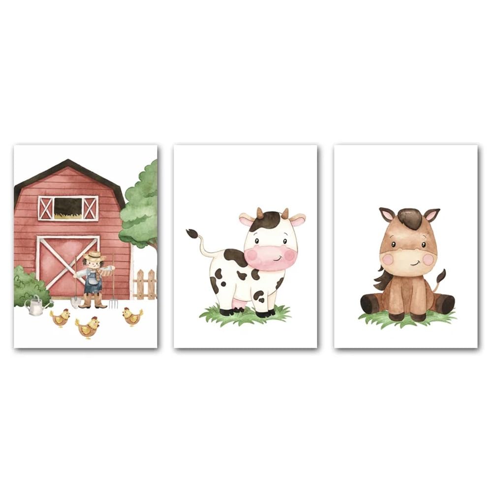 WUHBCZ Wall Posters-Abstract Art Prints Farm Animal Canvas Painting Nordic Posters Prints Wall Picture Artwork for Living Nursery Kids Room Wall Art Decor-40 * 50cm/3PCS (No Frame)