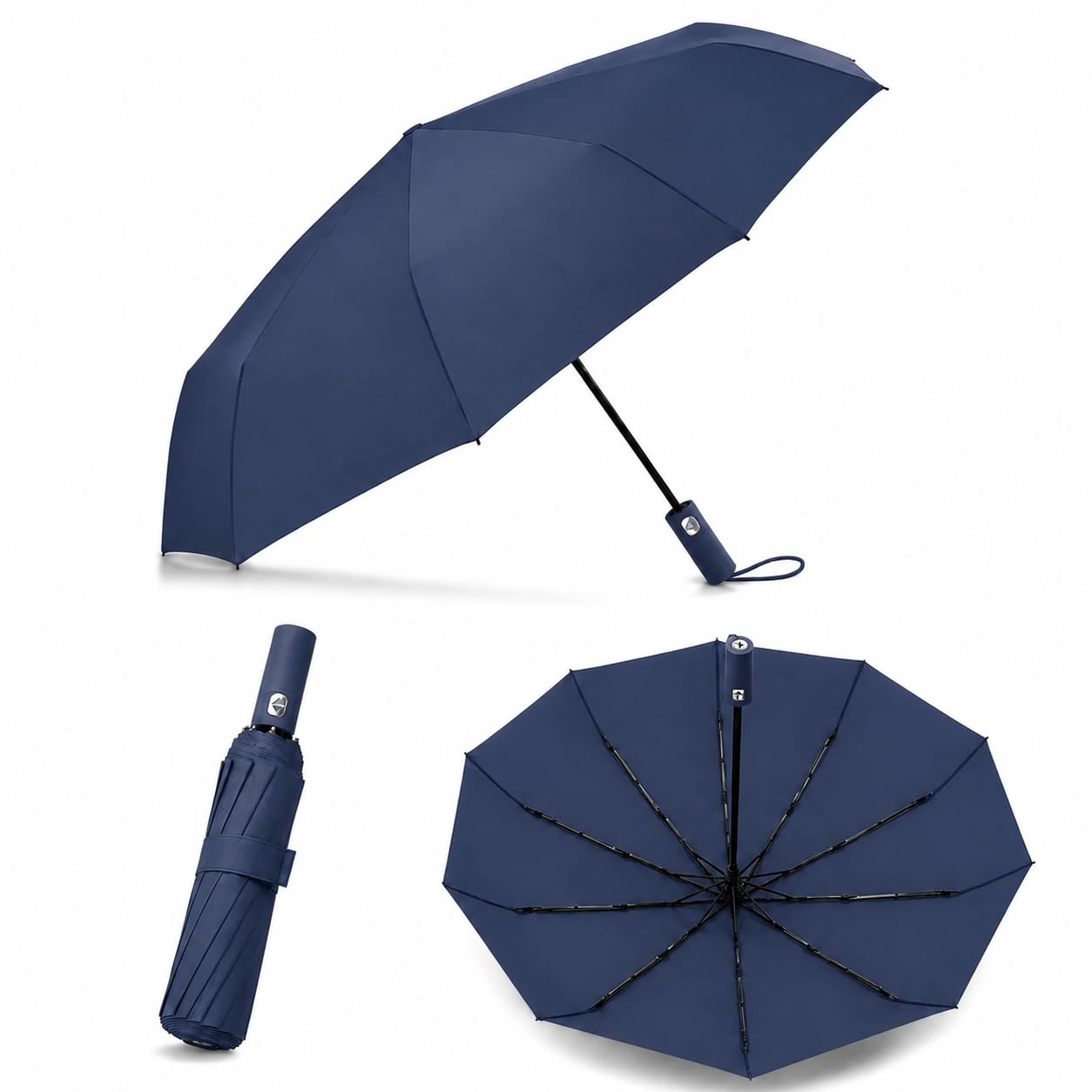 Umbrella for Man - Large Size 23 inch, Fully Automatic, Windproof Fibreglass Ribs, UPF 50+ Sun Protection, Premium 210T Pongee, Foldable Umbrella for Rain with Travel Cover for Men and Women - 3 fold Compact Easy to Carry, Black (Auto open auto close)-image-19