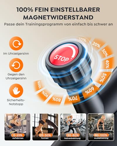 Hometrainer Fahrrad, Heimtrainer Fahrrad mit App, Ultraleise, Ergonomisches Design, 100 Widerstandsstufen, Herzfrequenzmesser, Flaschenhalter und Hantelablage, 160 KG Belastbarkeit – Bild 6