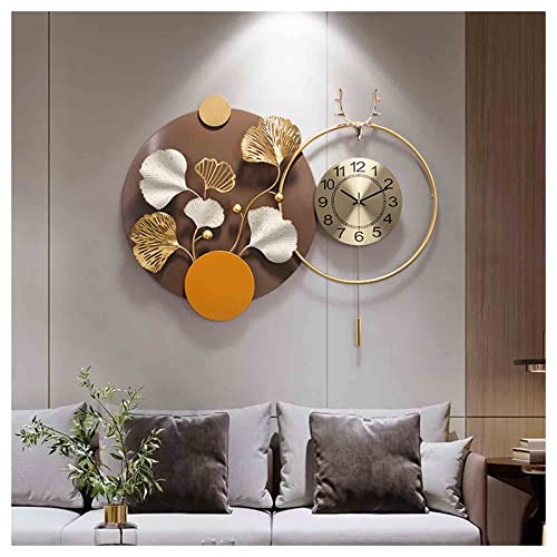 Horloge murale ginkgo avec pendule de 32x26 pouces pour la décoration de salon