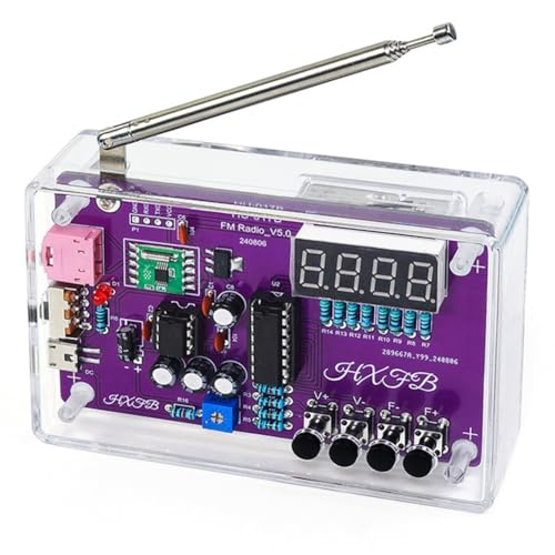 Daijianbin Nuevo -017B Kit de electrónica de radio FM DIY, frecuencia ajustable 87-108 MHz, pantalla digital, ejercicio de proyecto de soldadura de bricolaje