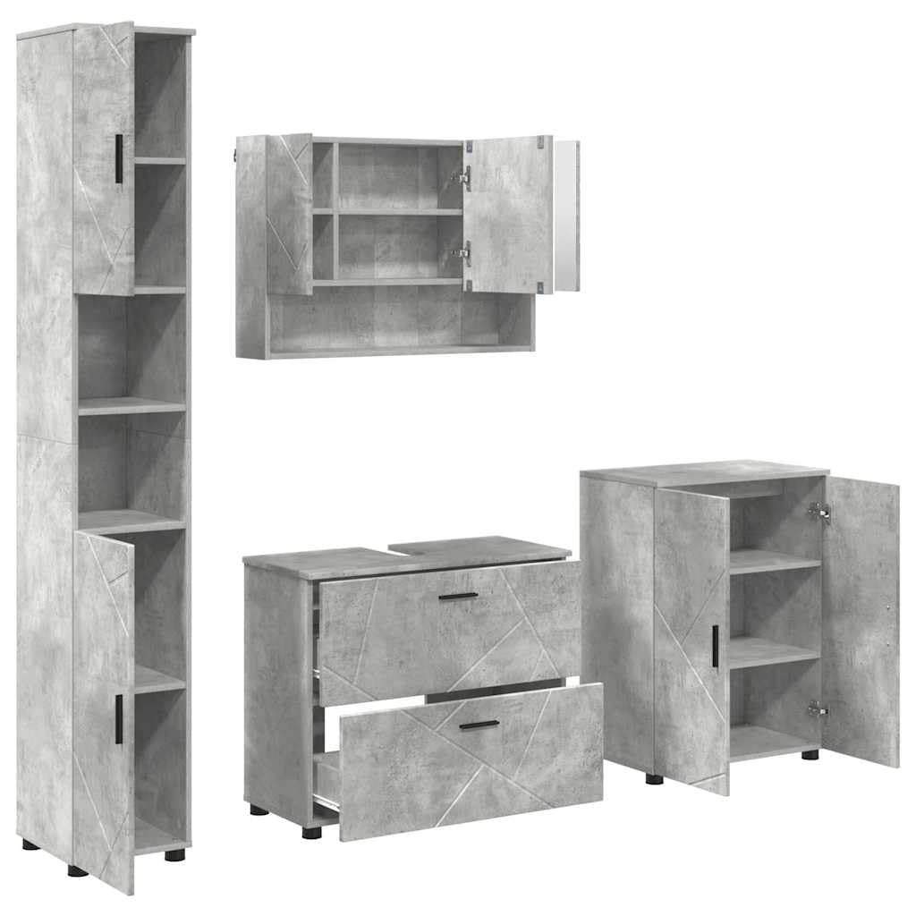 Juego de muebles de baño gris concreto: el pack de 4 piezas definitivo para organizar tu aseo
