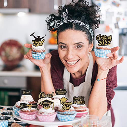 2022 topo de bolo de formatura,Escolhas de Aperitivo de Comida de Cap Grad - Escolhas de cupcake de