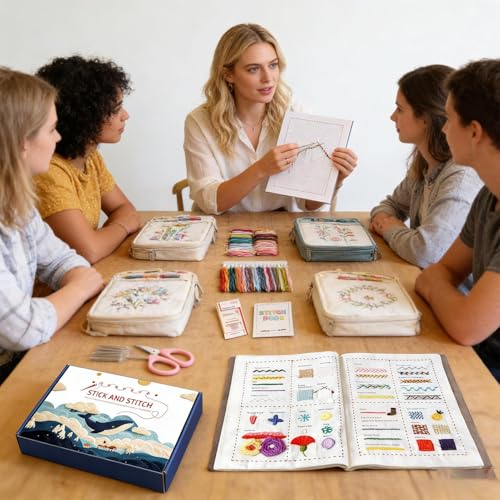 Libros de costura Erconsso y kit de bordado portátil con instrucciones de manualidades 2