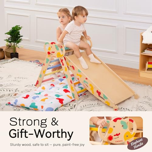 image for wingyz Pikler Triangle Climbing Set with Cushion,Foldable 8 in 1 Jungl