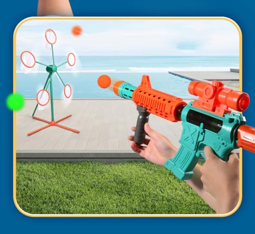 ECVV Shooting Game for Age 5 6 7 8 9 10+ Year Old Boys - Kids Outdoor & Indoor Game with Big Moving Shooting Target 2 Nerf Guns & 24 Foam Balls, Ideal Gifts for Cool Kids & Teens