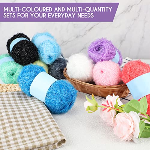 Fabbay 20 Skeins Pastel Yarn For Dishcloths, Assorted Colors Polyester For Dishcloths Crochet Dishwashing Knitting Craft Project, 1.76 Oz/ 50 G Each, 10 Colors #TOP6
