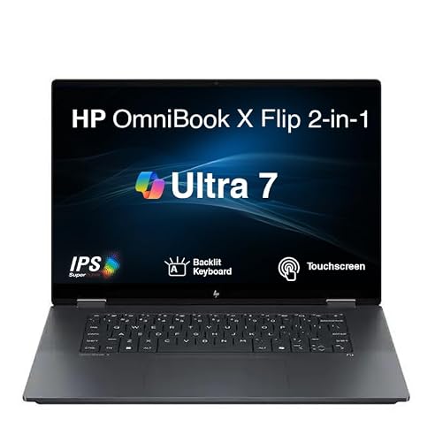 HP 16.0" OmniBook X Flip 2-in-1, AI Laptop 16.0" Touchscreen IPS WUXGA